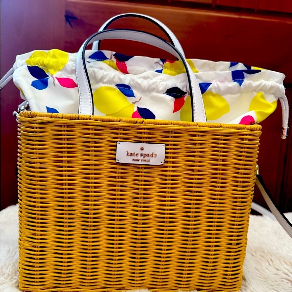 Kate Spade Rattan lemon zest Summer Bag